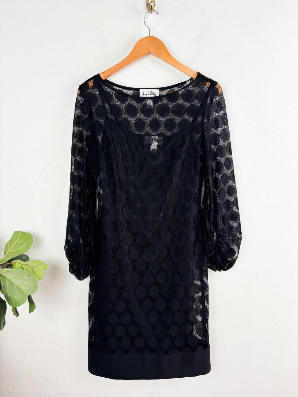 NWOT Joseph Ribcoff Black Polka Dot Long Sleeve Dress Sz 8